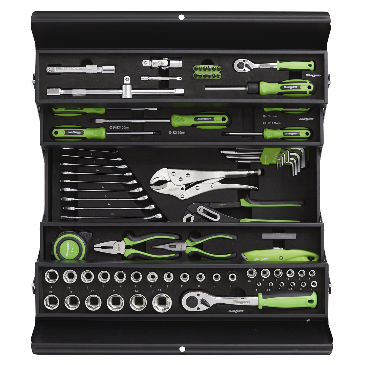 Siegen S01216 Cantilever Toolbox with 86pc Tool Kit