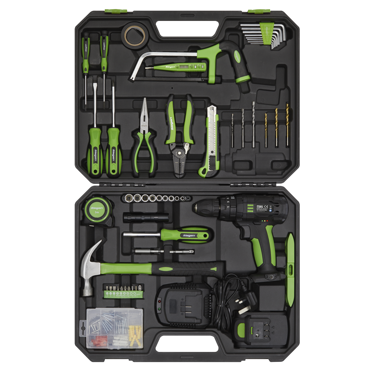 Siegen S01224 Tool Kit with Cordless Drill 101pc