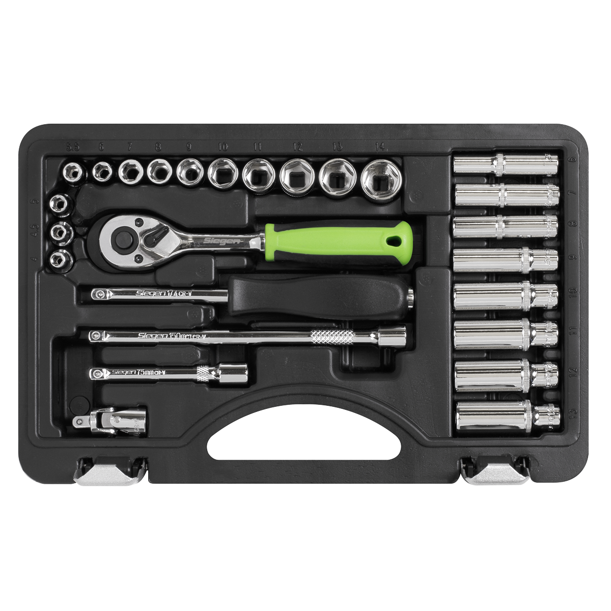 Siegen S01234 Socket Set 26pc 1/4"Sq Drive Metric