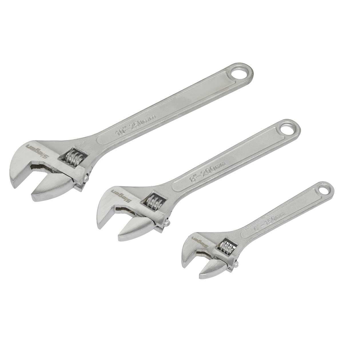 Siegen S0448 Adjustable Wrench Set 3pc 150 200 & 250mm