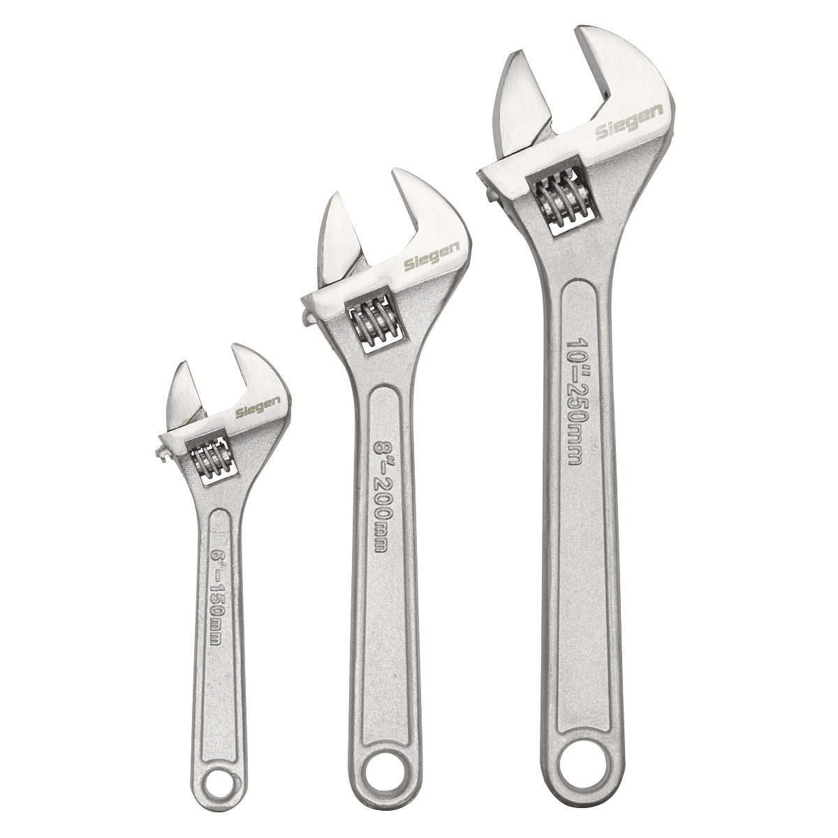 Siegen S0448 Adjustable Wrench Set 3pc 150 200 & 250mm