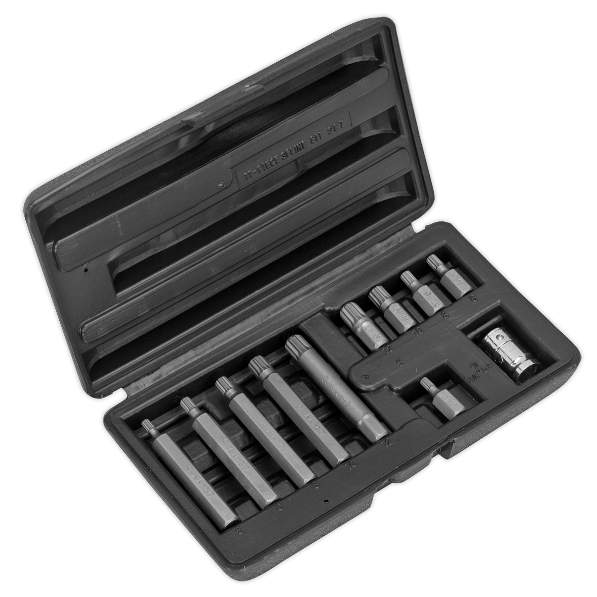 Siegen S0534 Spline Bit & Holder Set 11pc - 3/8"Sq Drive