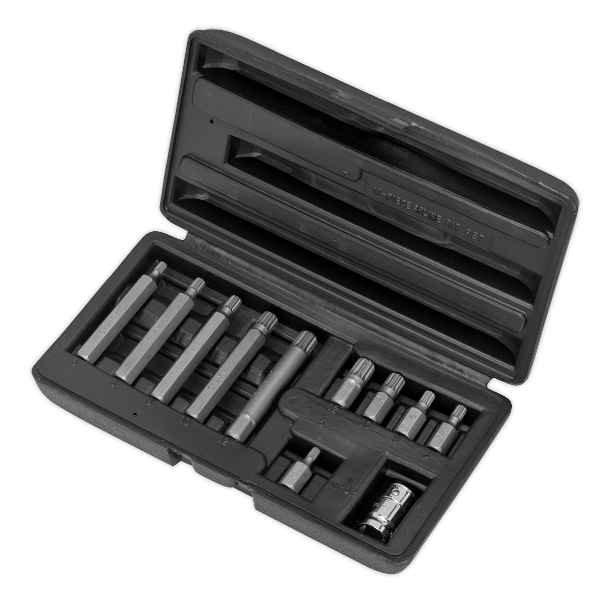 Siegen S0534 Spline Bit & Holder Set 11pc - 3/8"Sq Drive