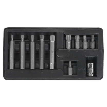 Siegen S0534 Spline Bit & Holder Set 11pc - 3/8"Sq Drive