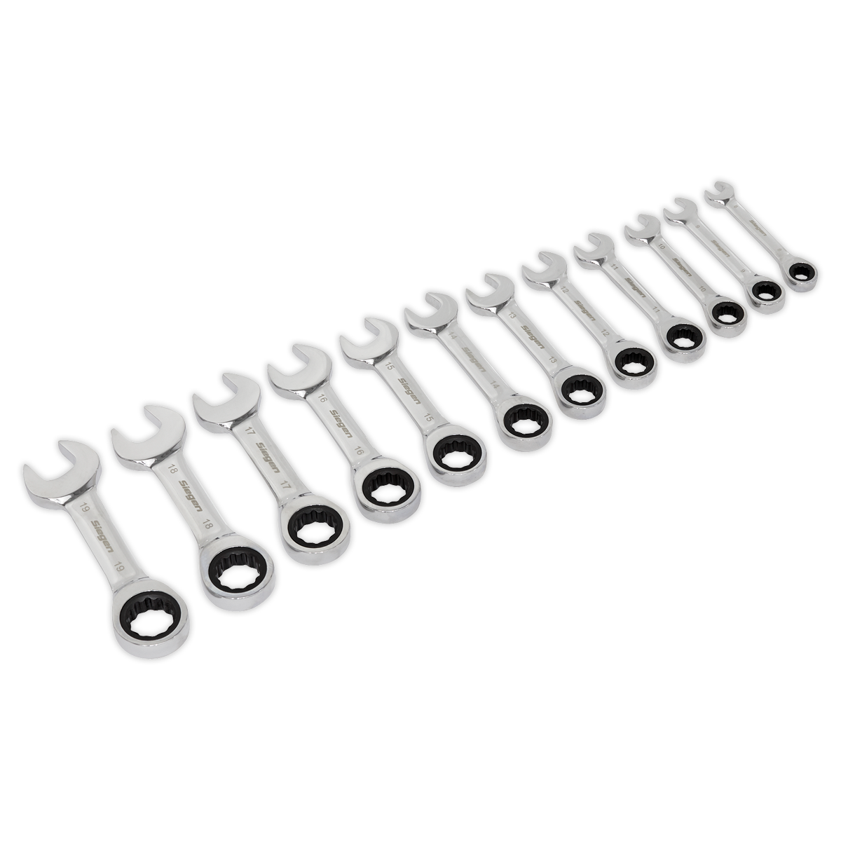 Siegen S0633 Stubby Ratchet Combination Spanner Set 12pc Metric