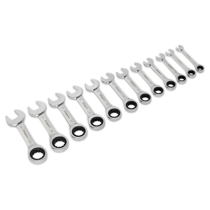 Siegen S0633 Stubby Ratchet Combination Spanner Set 12pc Metric