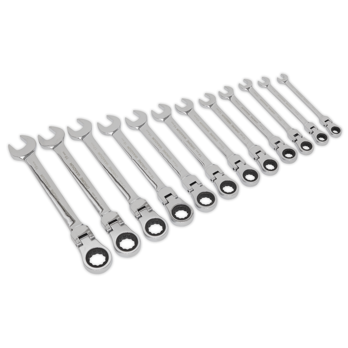 Siegen S0635 Flexible Head Ratchet Combination Spanner Set 12pc Metric