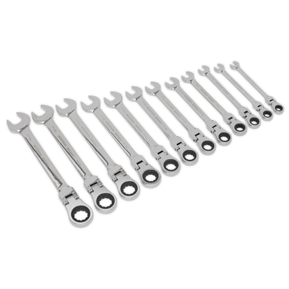 Siegen S0635 Flexible Head Ratchet Combination Spanner Set 12pc Metric