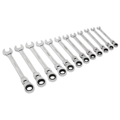 Siegen S0635 Flexible Head Ratchet Combination Spanner Set 12pc Metric