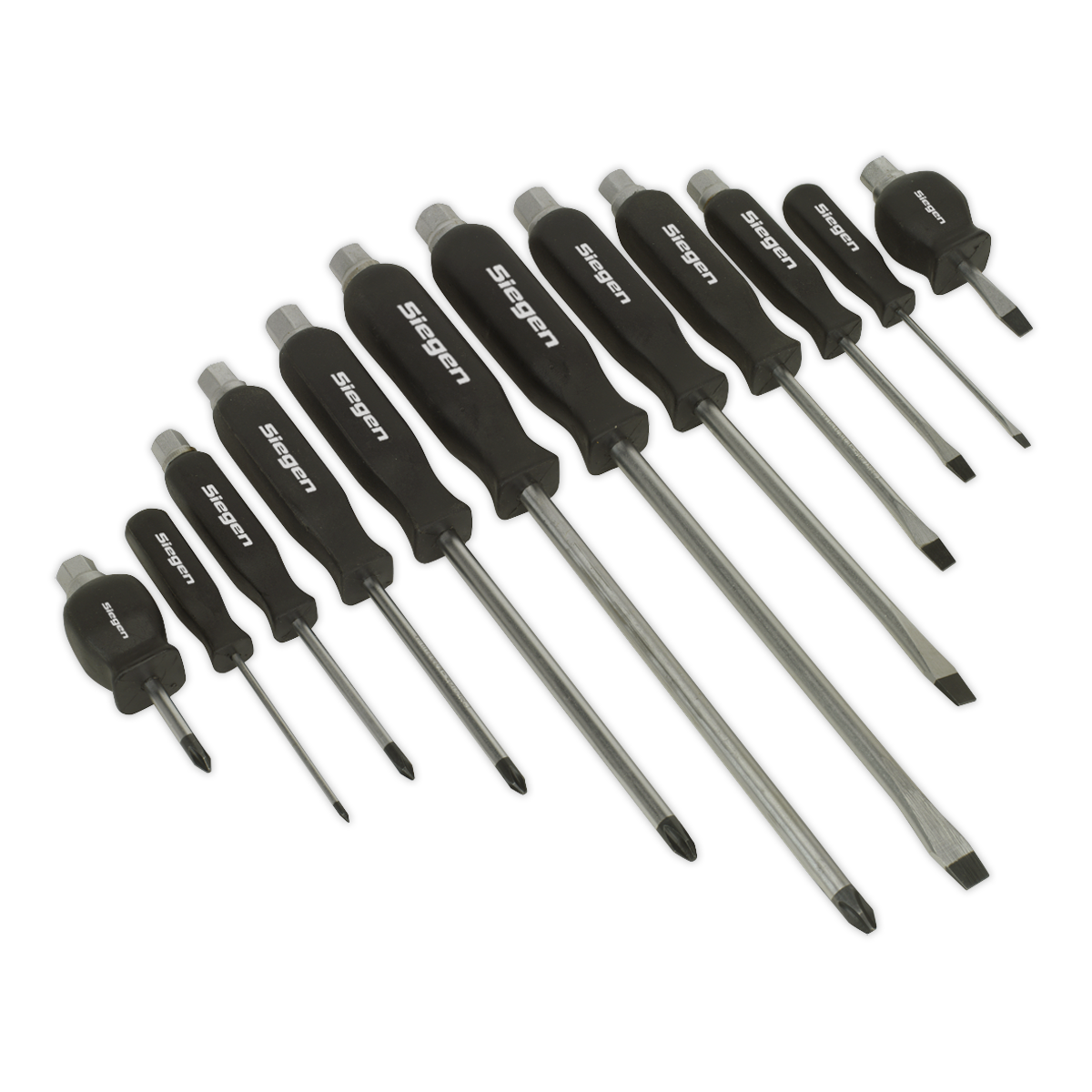 Siegen S0641 Screwdriver Set 12pc Hammer-Thru