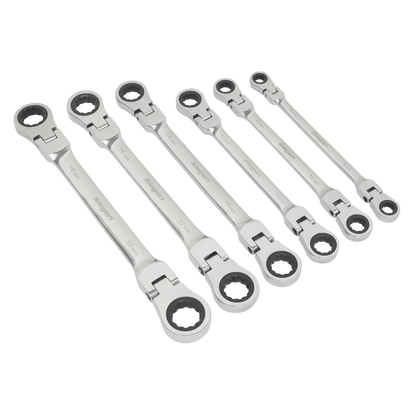 Siegen S0806 Flexi-Head Double End Ratchet Ring Spanner Set 6pc Metric