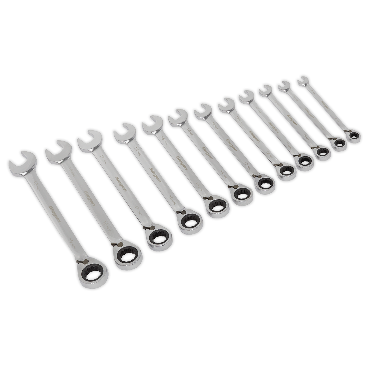 Siegen S0840 Reversible Ratchet Combination Spanner Set 12pc Metric