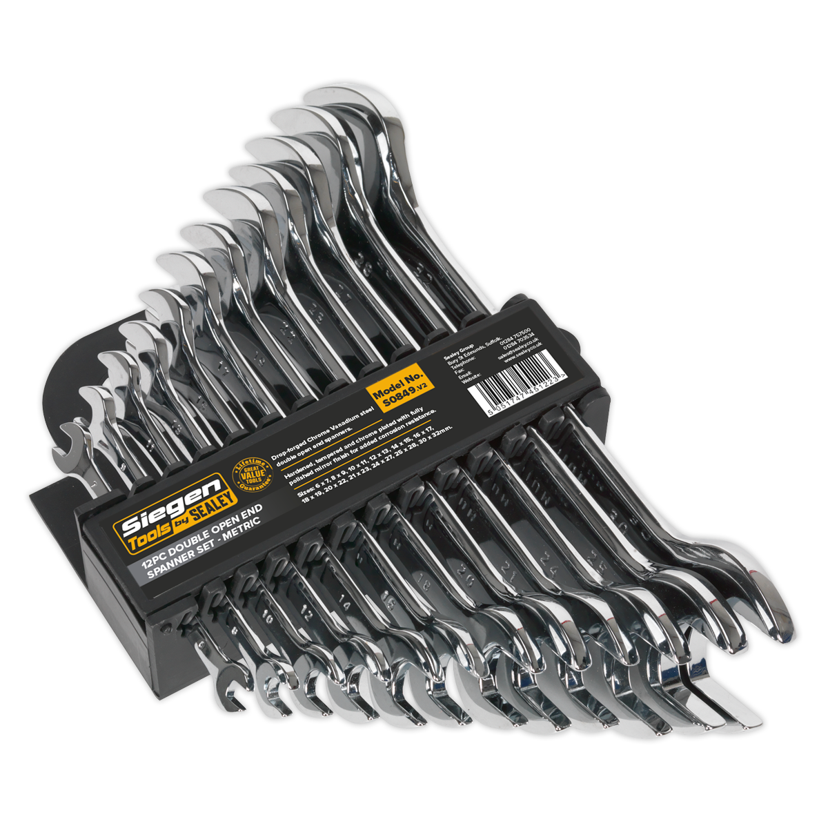 Siegen S0849 Double Open-End Spanner Set 12pc Metric