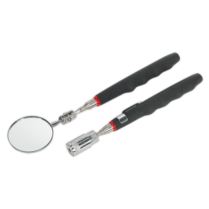 Siegen S0941 Telescopic Magnetic LED Pick-Up Tool & Inspection Mirror Set 2pc