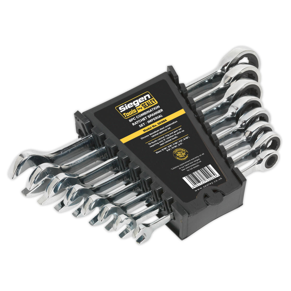 Siegen S0984 Combination Ratchet Spanner Set 8pc Imperial