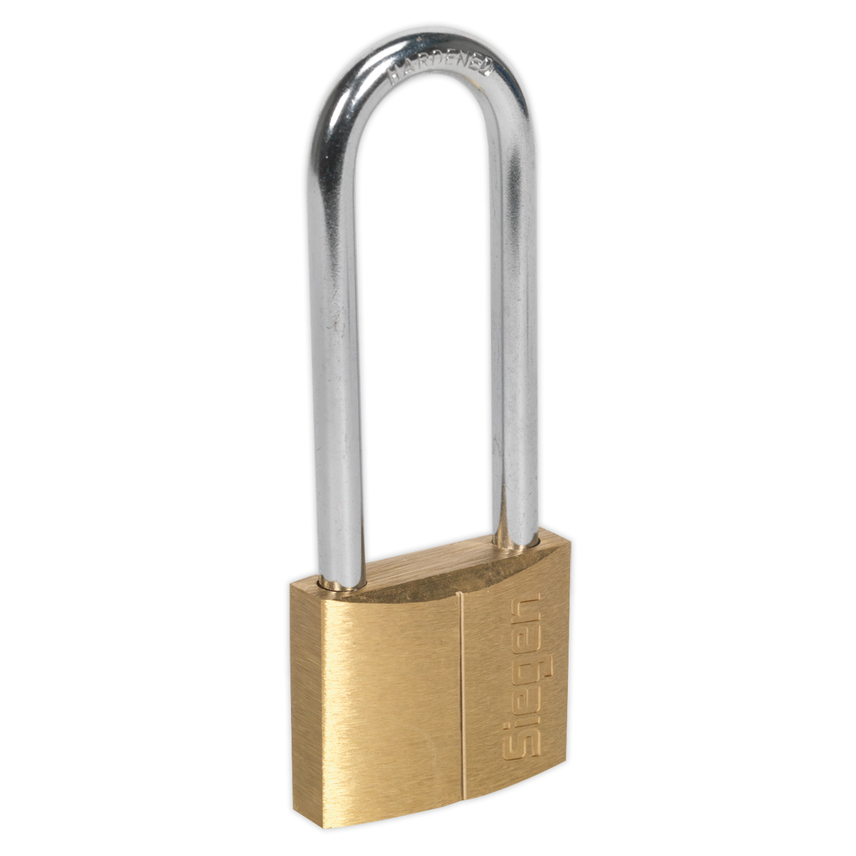 Siegen S0989 Brass Body Padlock with Brass Cylinder Long Shackle 40mm