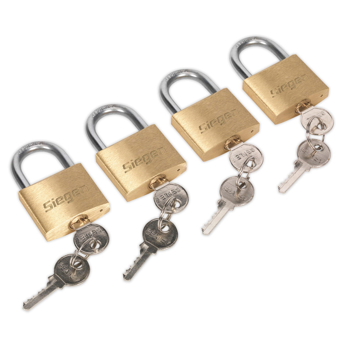 Siegen S0992 Brass Body Padlock with Brass Cylinder Keyed Alike - Pack of 4