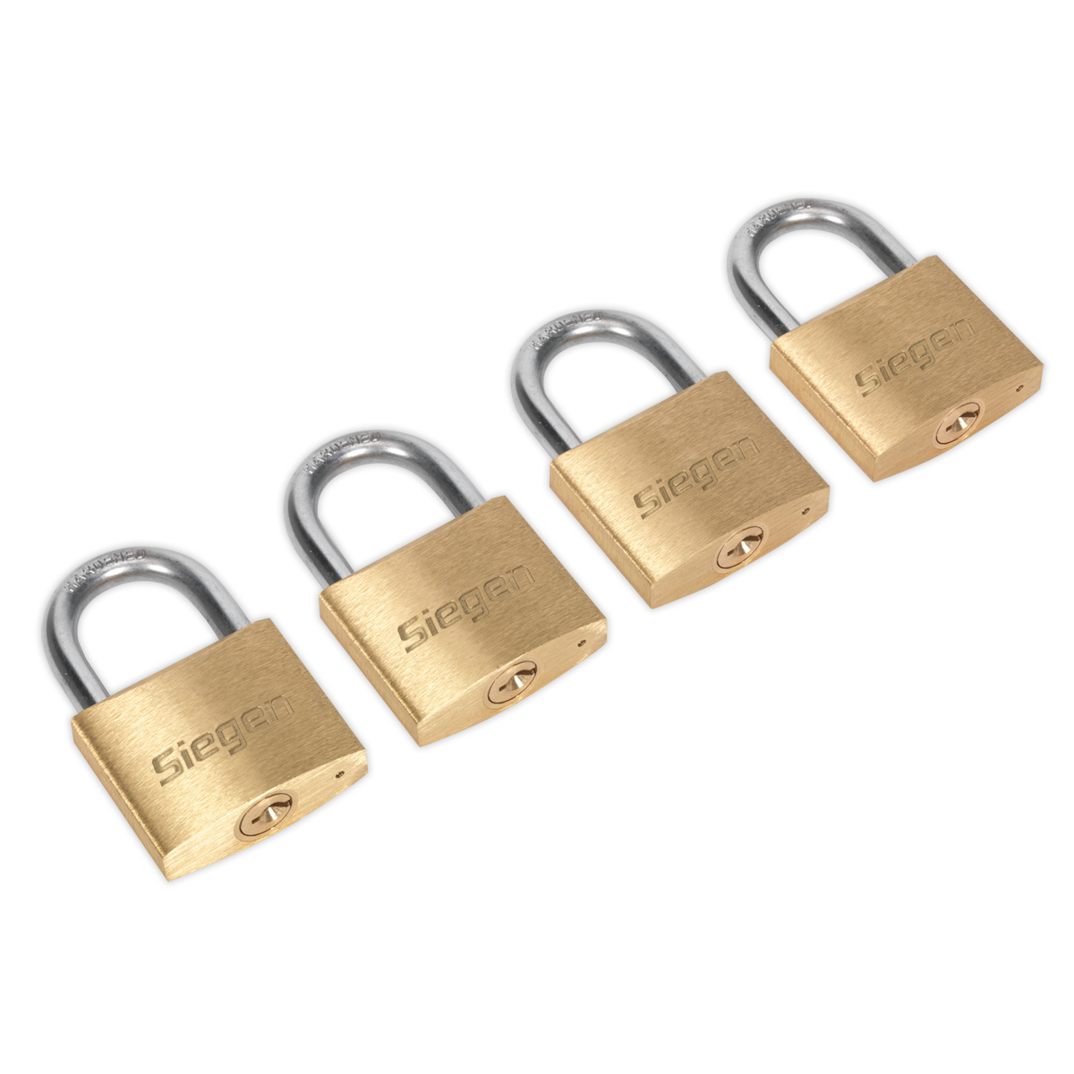 Siegen S0992 Brass Body Padlock with Brass Cylinder Keyed Alike - Pack of 4