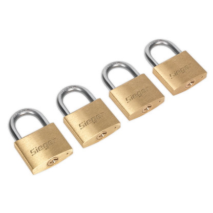 Siegen S0992 Brass Body Padlock with Brass Cylinder Keyed Alike - Pack of 4