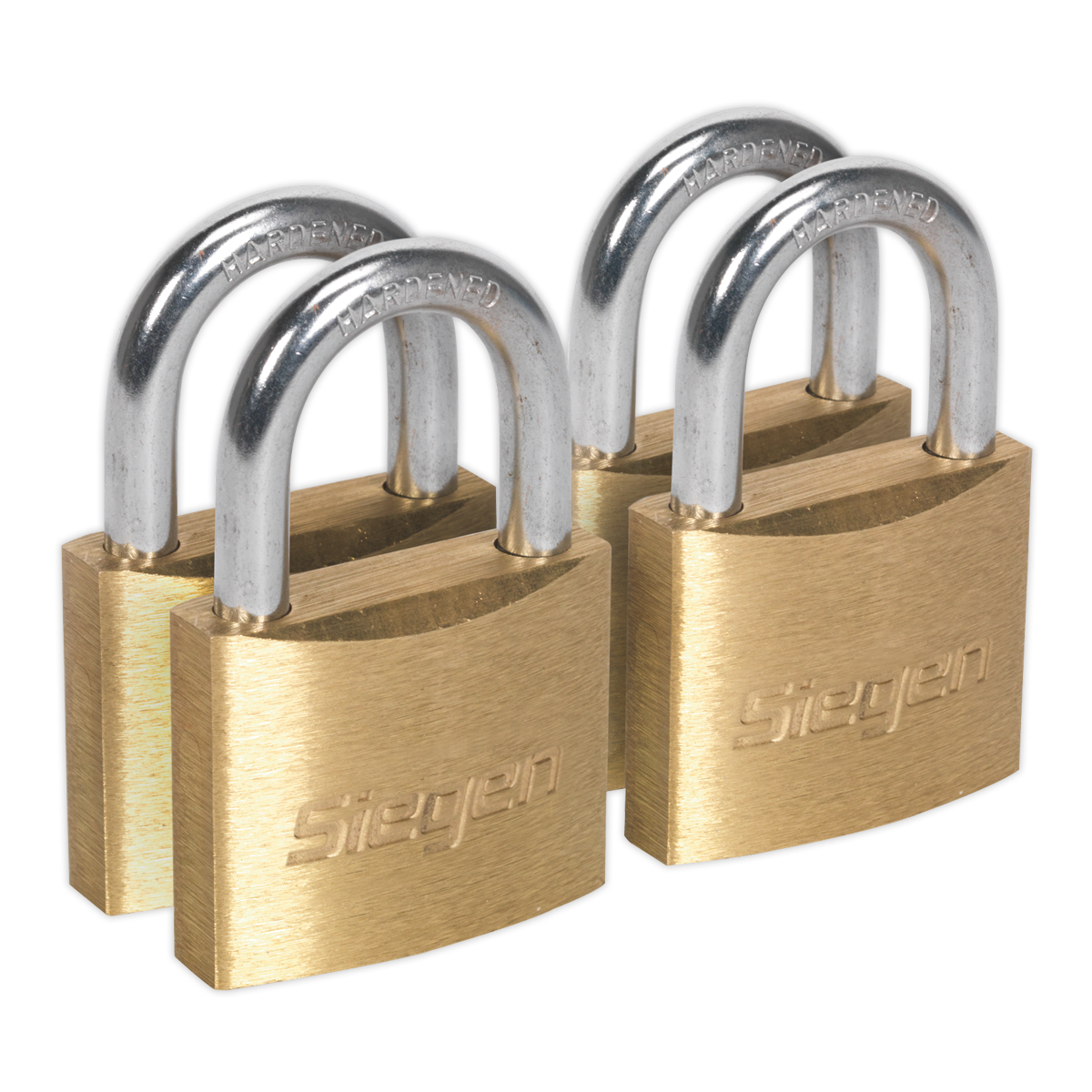 Siegen S0992 Brass Body Padlock with Brass Cylinder Keyed Alike - Pack of 4