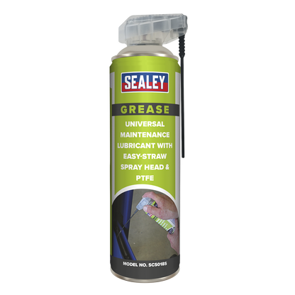 Sealey SCS018S Universal Maintenance Lubricant with Easy-Straw Spray Head & PTFE 500ml