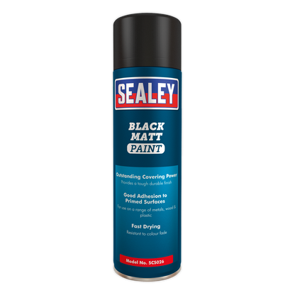 Sealey SCS026 Black Matt Paint 500ml Pack of 6