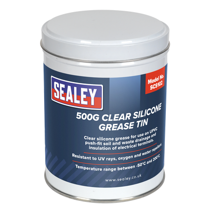 Sealey SCS102 Silicone Clear Grease 500g Tin