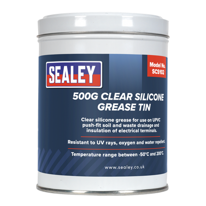 Sealey SCS102 Silicone Clear Grease 500g Tin