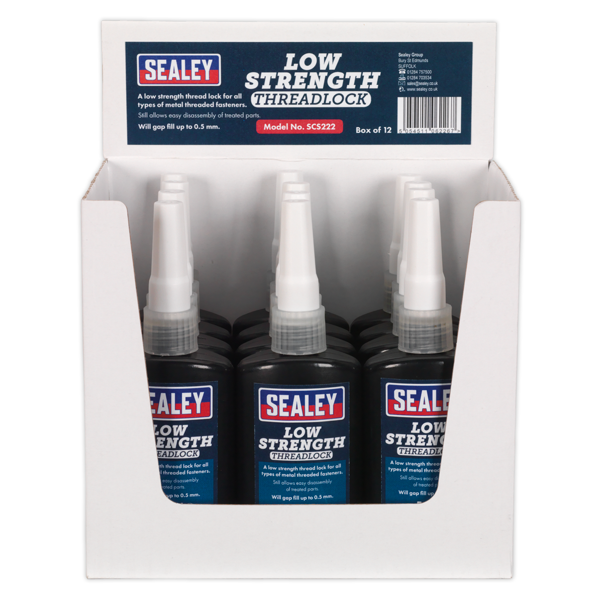 Sealey SCS222 Thread Lock Low Strength 50ml Pack of 12