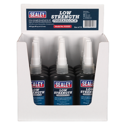 Sealey SCS222 Thread Lock Low Strength 50ml Pack of 12