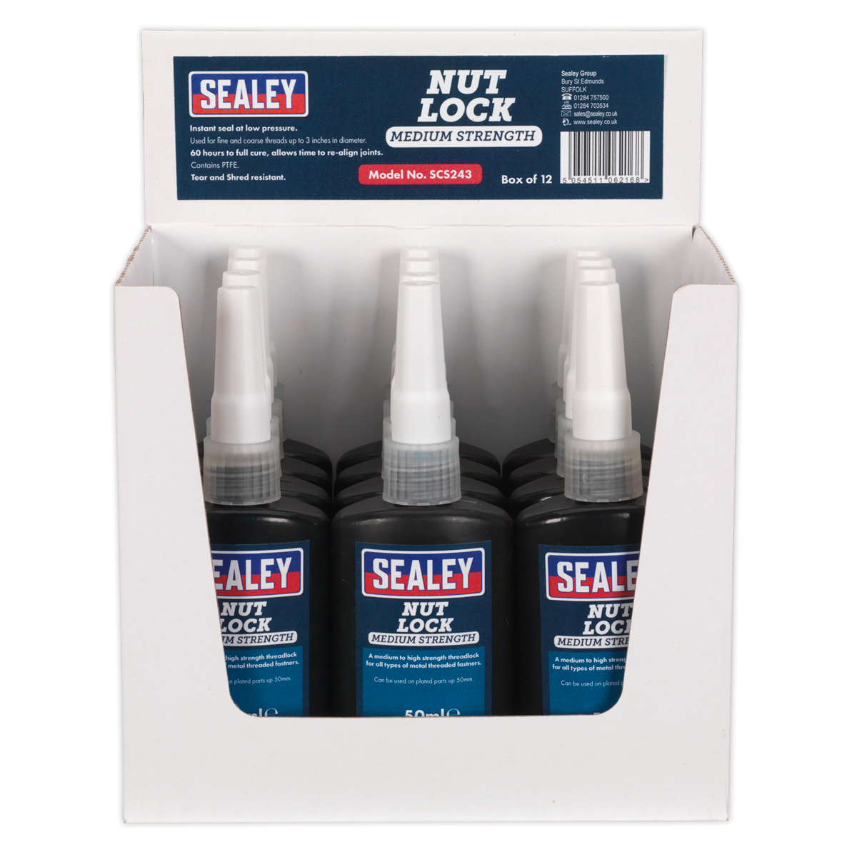 Sealey SCS243 Nut Lock Medium Strength 50ml Pack of 12