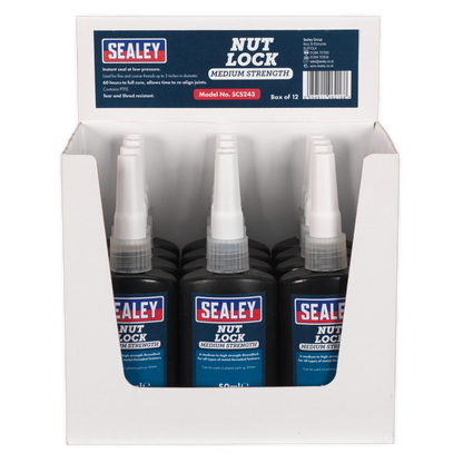 Sealey SCS243 Nut Lock Medium Strength 50ml Pack of 12