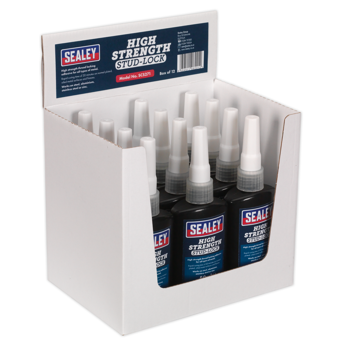 Sealey SCS271 Stud Lock High Strength 50ml Pack of 12