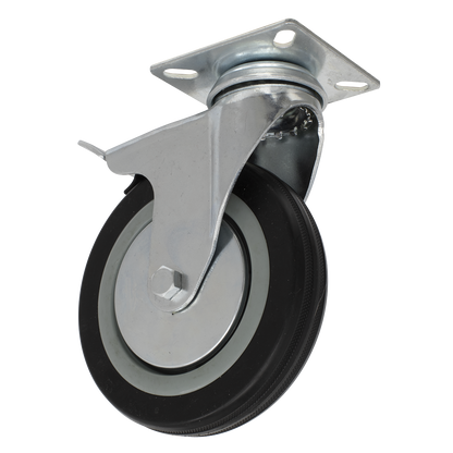 Sealey SCW1125SPL Castor Wheel Swivel Plate with Brake Ø125mm