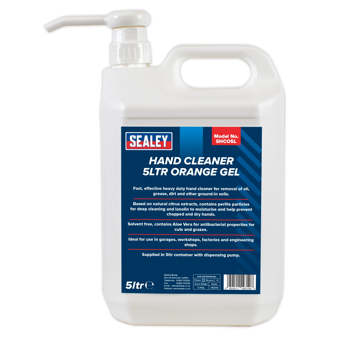 Sealey SHCO5L Hand Cleaner 5L Orange Gel