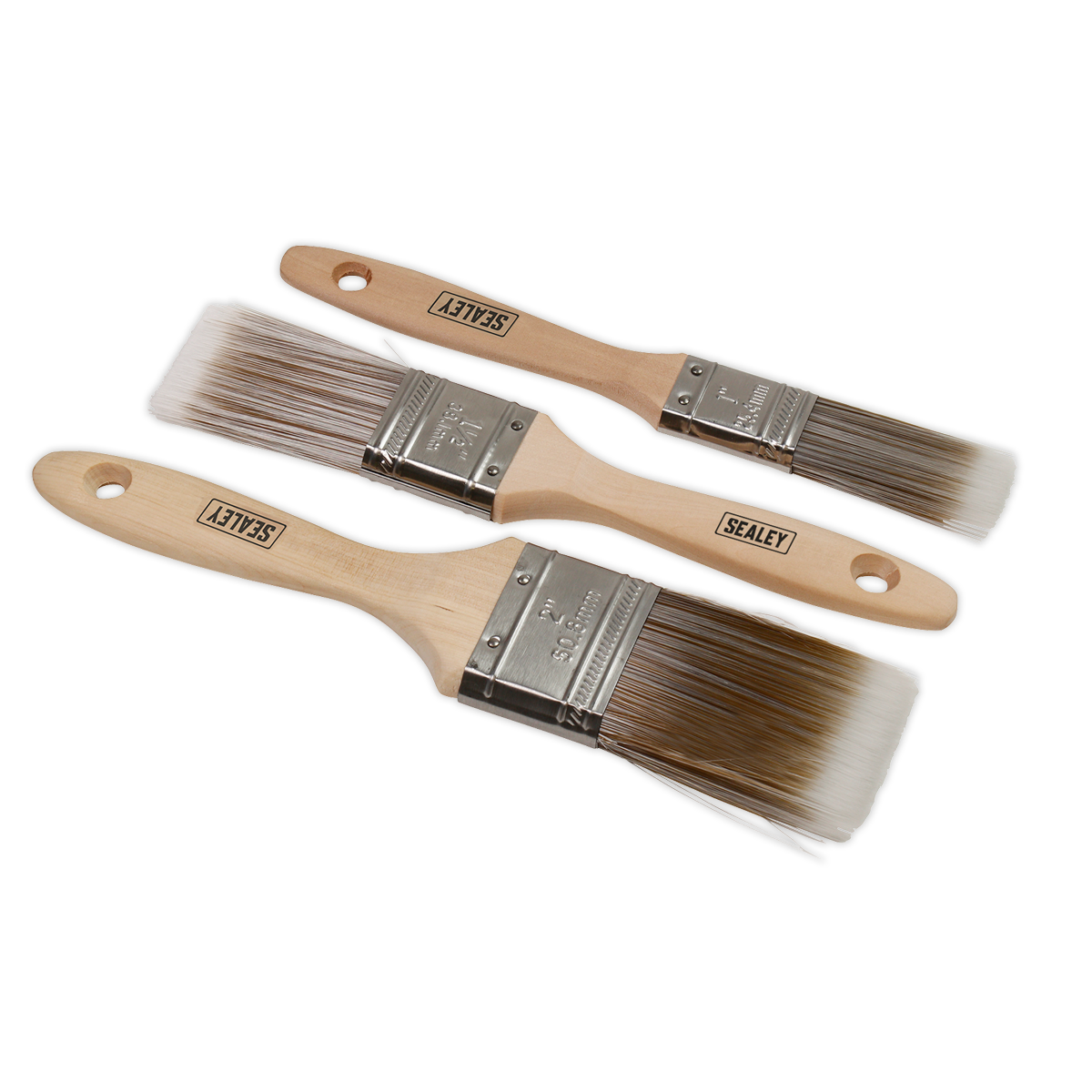 Sealey SPBS3W Wooden Handle Paint Brush Set 3pc