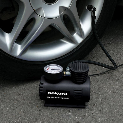 Sakura 12v Mini Air Compressor With 3 Adaptors SS3602