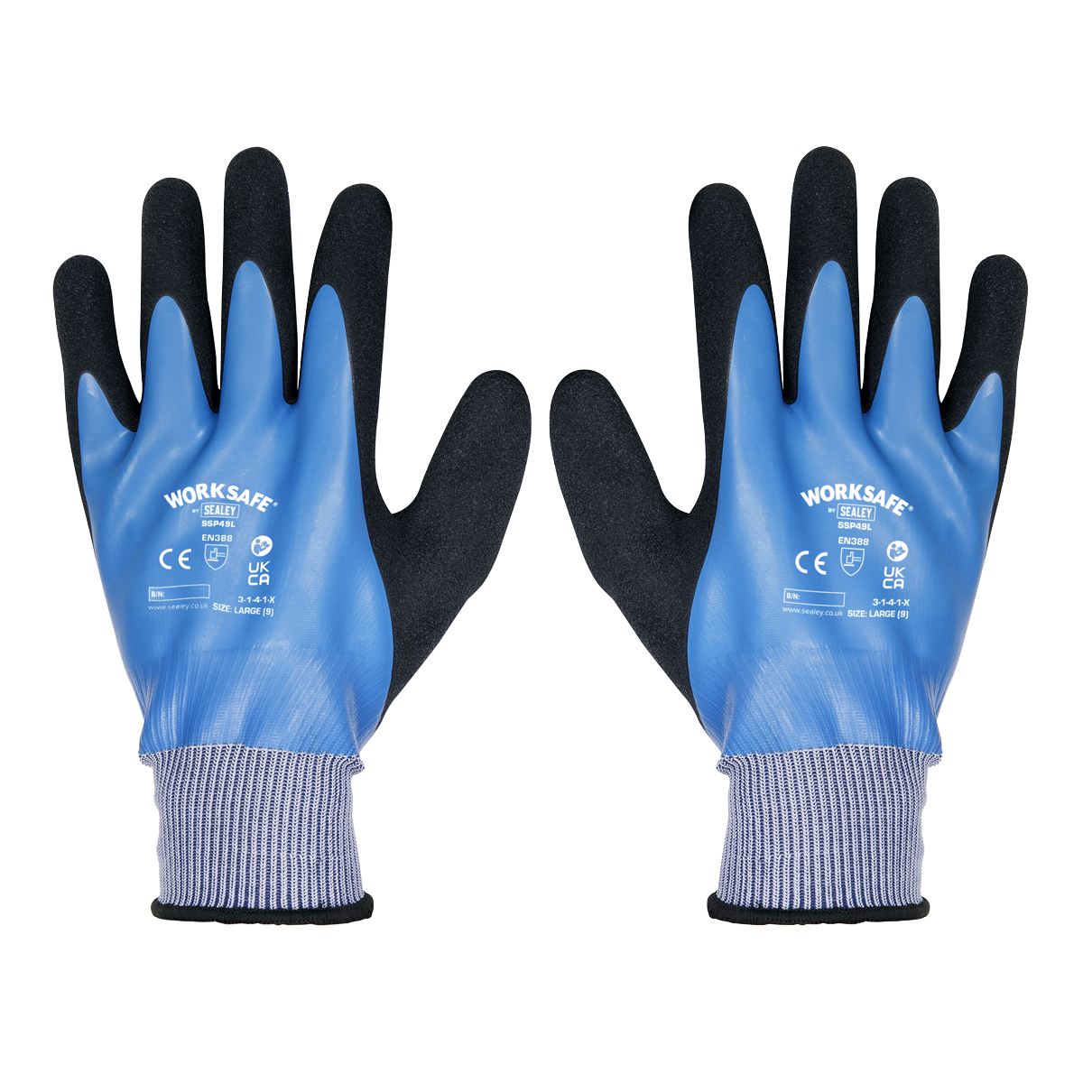 Sealey SSP49L/6 Waterproof Latex Gloves - (Large) - Pack of 6 Pairs