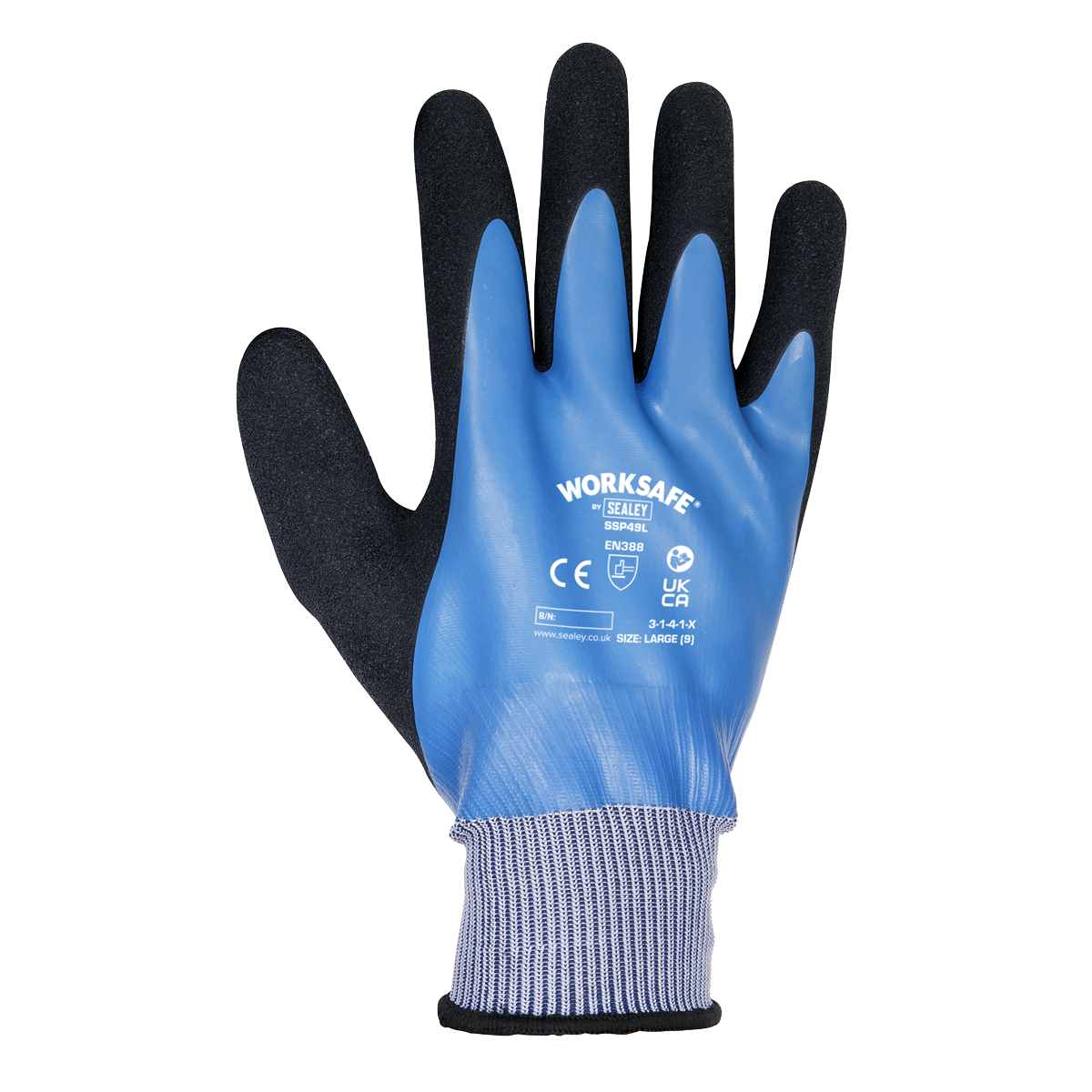 Sealey SSP49L/6 Waterproof Latex Gloves - (Large) - Pack of 6 Pairs