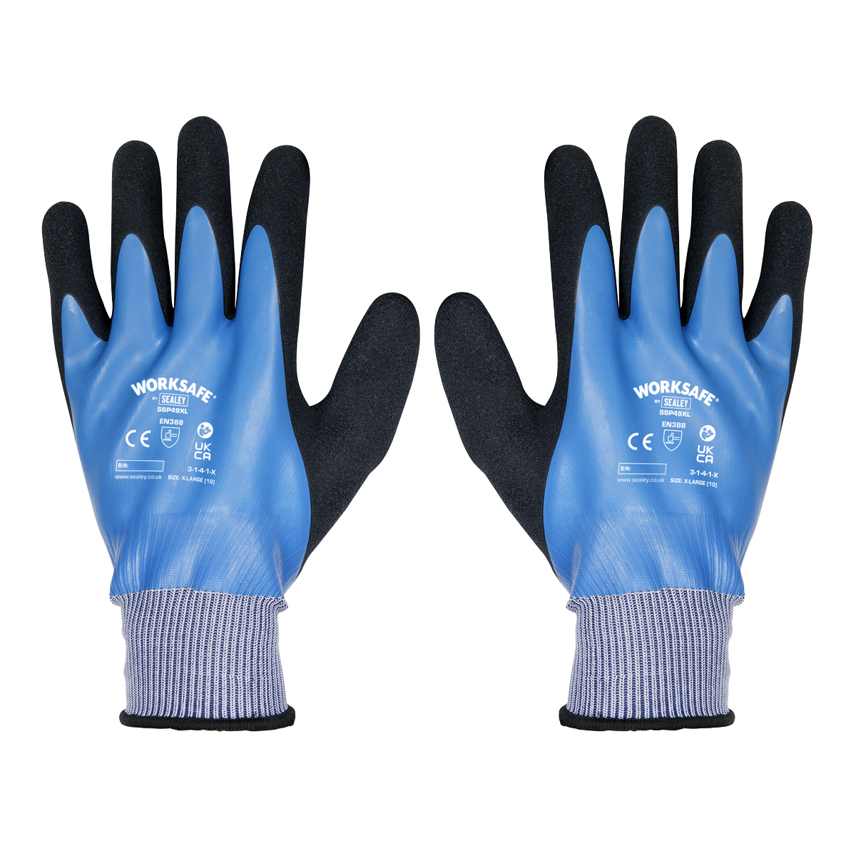 Sealey SSP49XL/B120 Waterproof Latex Gloves - (X-Large) - Box of 120 Pairs