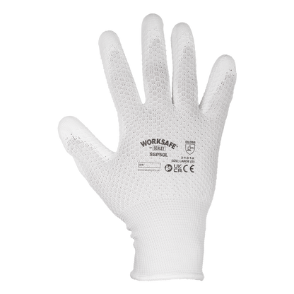 Sealey SSP50L/6 White Precision Grip Gloves - (Large) - Pack of 6 Pairs