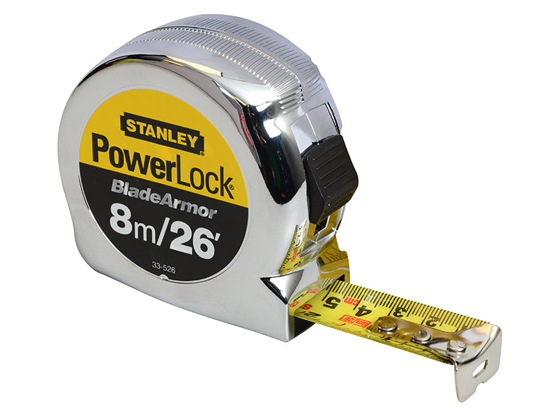 Stanley PowerLock BladeArmor Pocket Tape 8m/26ft Width 25mm STA033526