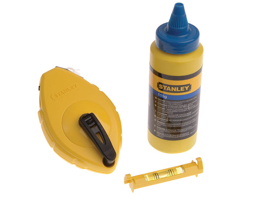 Stanley Chalk Line 30m Blue Chalk & Level STA047443