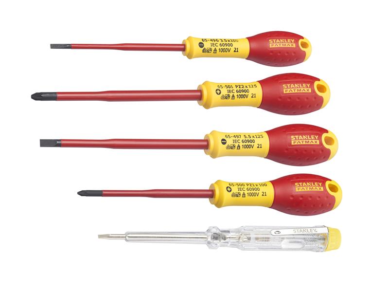 Stanley FatMax VDE Insulated Screwdriver Set 5 Piece STA062693-McCormickTools