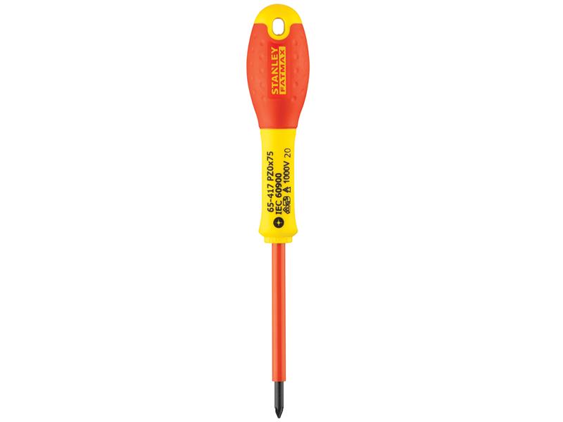 Stanley FatMax VDE Insulated Screwdriver Pozidriv Tip PZ0 x 75mm STA065417