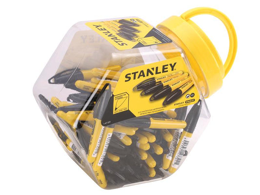 Stanley Mini Fine Tip Marker Black Tub 72 STA147324
