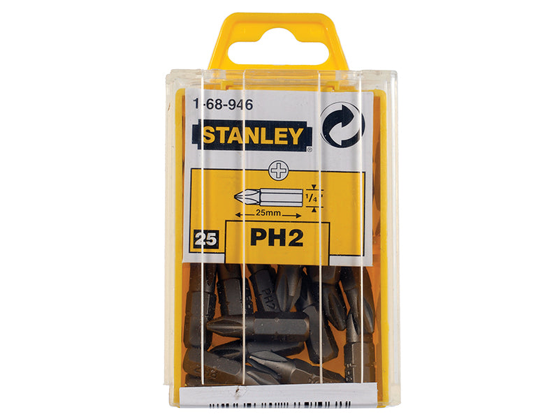 Stanley Phillips Bits PH2 x 25mm Box 25 STA168946B