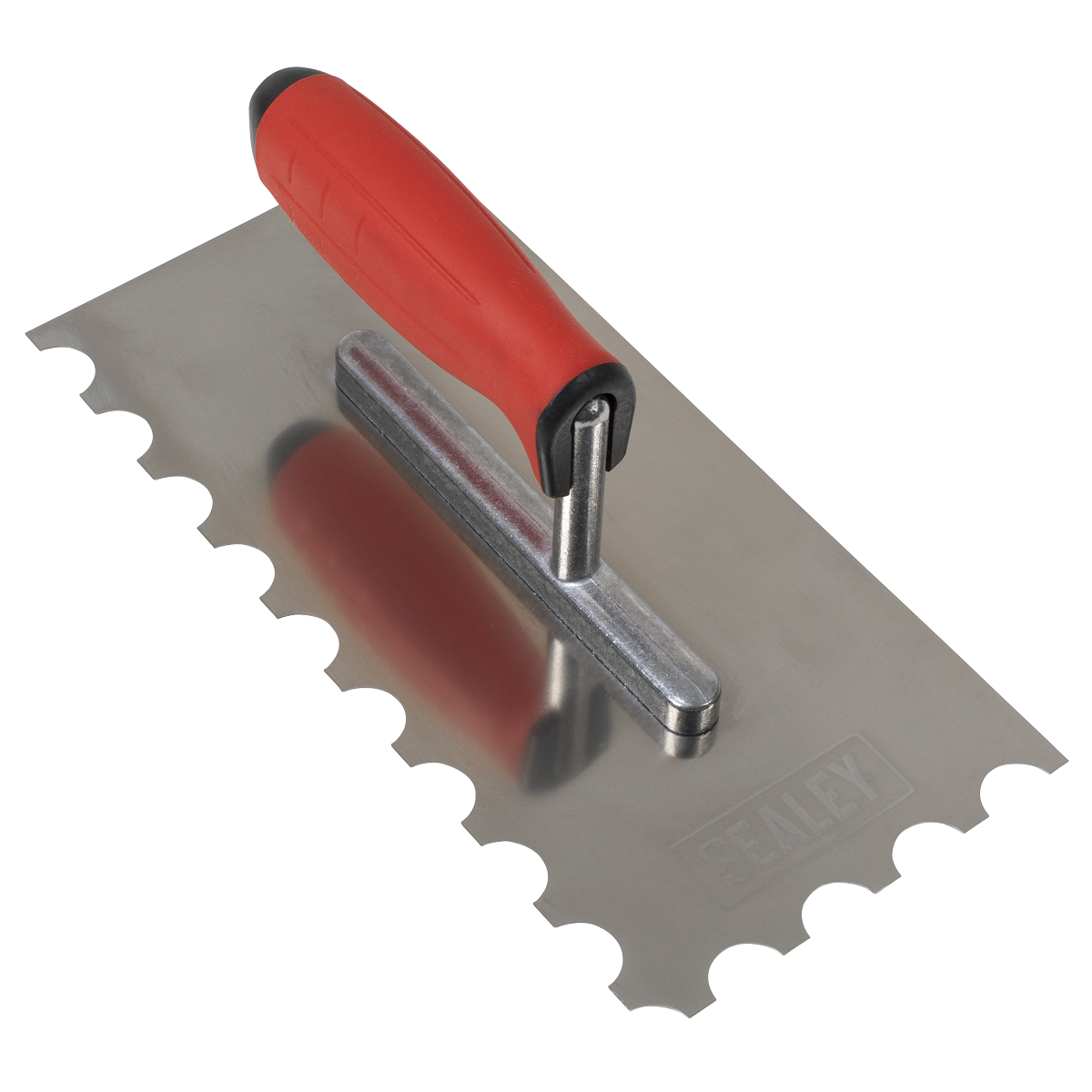 Sealey T6701 Stainless Steel 270mm Semicircle Tooth Trowel - Rubber Handle - Aluminium Foot