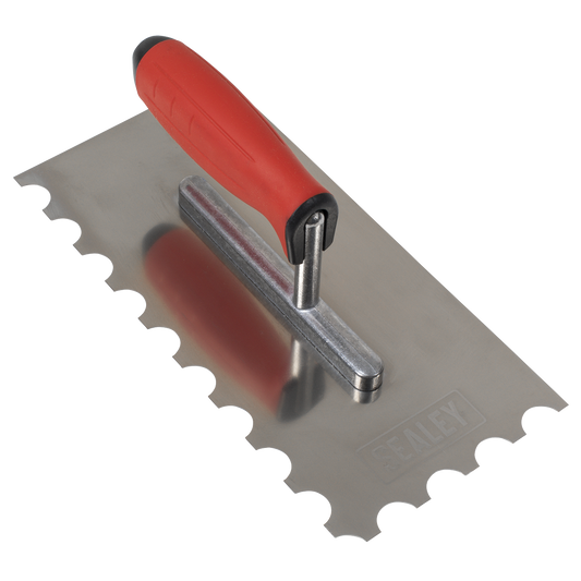 Sealey T6701 Stainless Steel 270mm Semicircle Tooth Trowel - Rubber Handle - Aluminium Foot