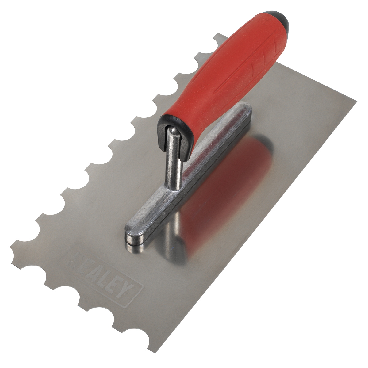 Sealey T6701 Stainless Steel 270mm Semicircle Tooth Trowel - Rubber Handle - Aluminium Foot